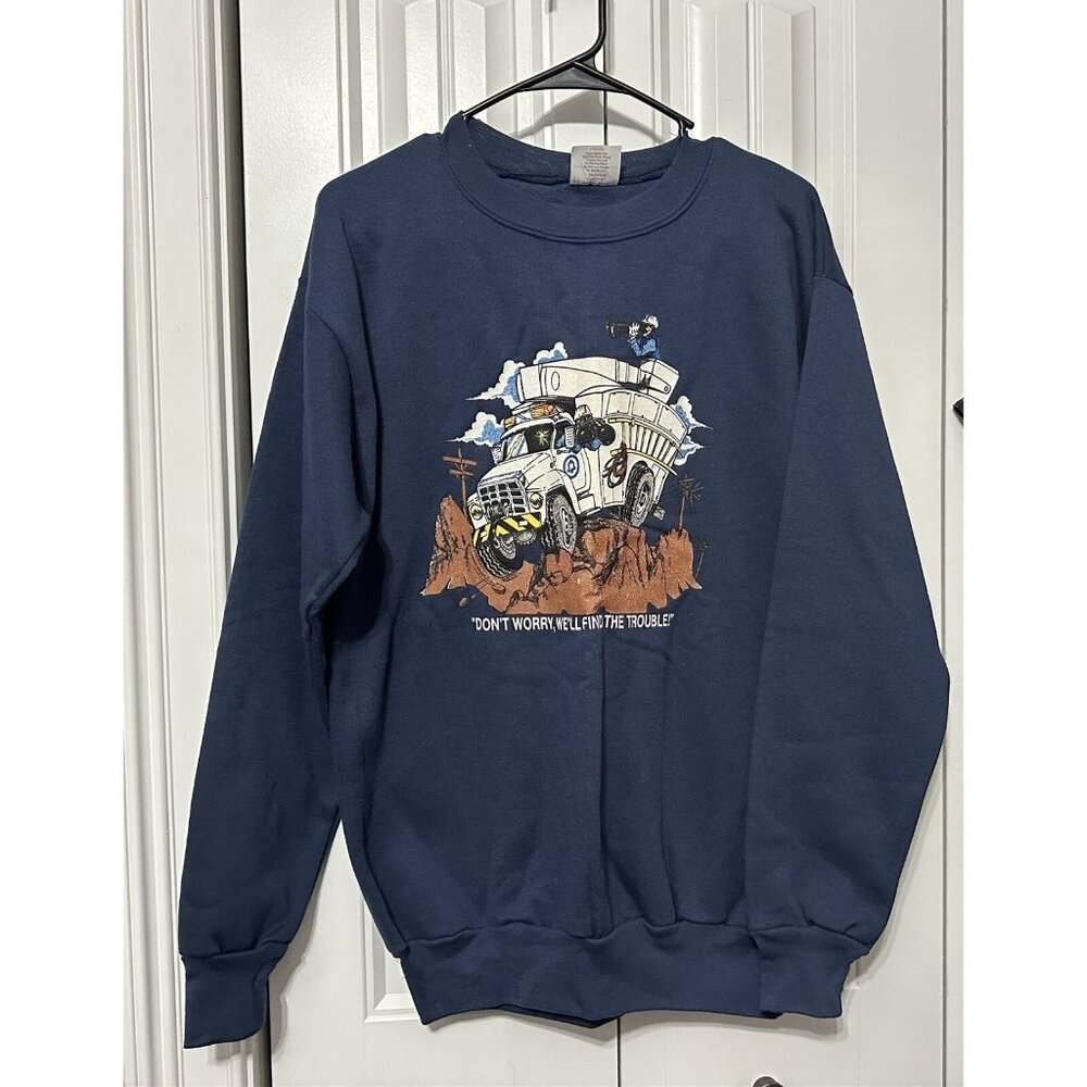 vintage Sweatshirt Men's Large Hazelwood Blue Telephone Company Linemen Bell